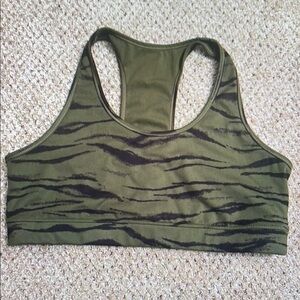 Green and Black Tiger Stripe Sports Bra